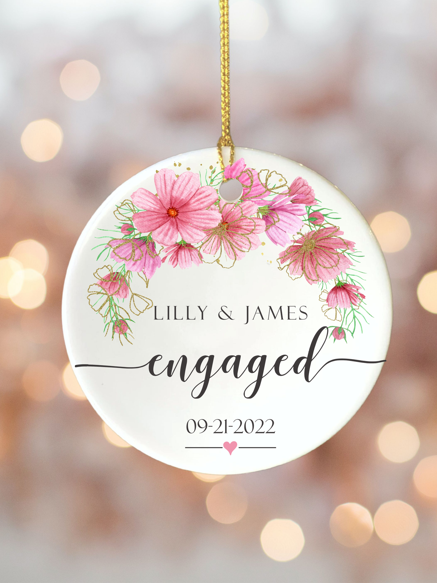 Pink Engagement Ornament