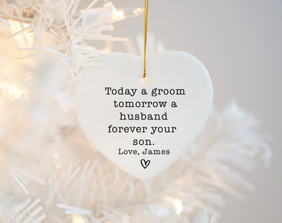 Groom Gift Heart Ornament Keepsake