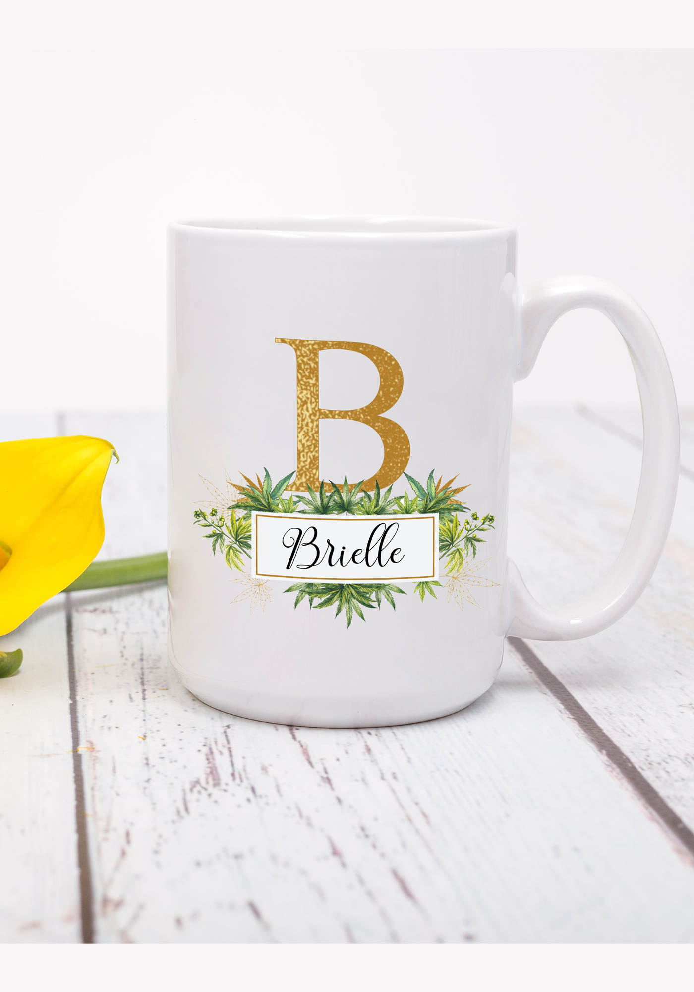 Marihuana Pot Leaves Monogram Mug