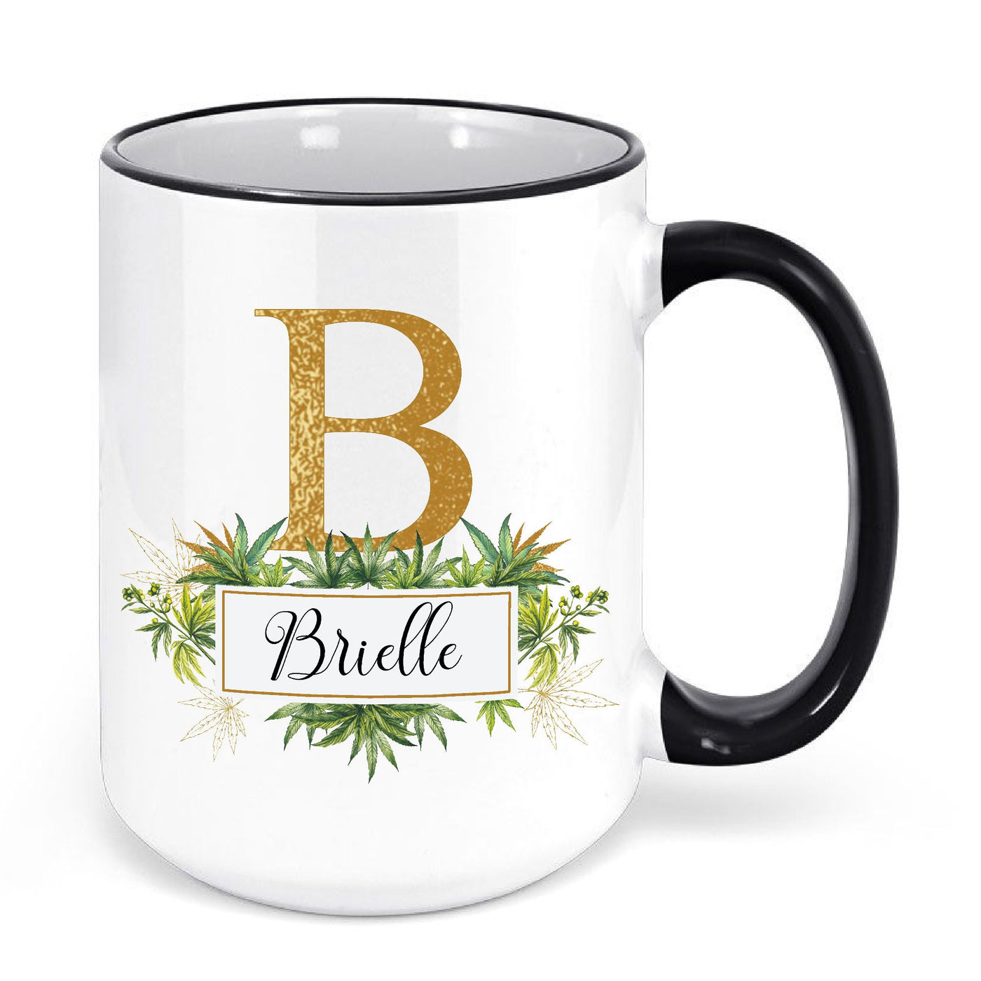 Marihuana Pot Leaves Monogram Mug