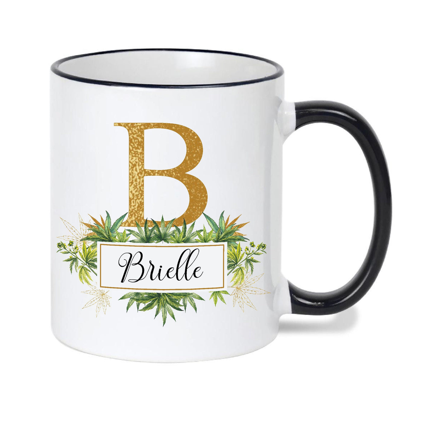 Marihuana Pot Leaves Monogram Mug