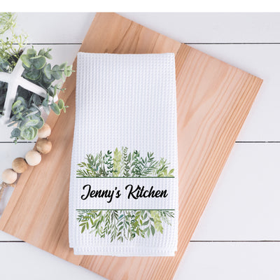 Name Personalization Eucalyptus Kitchen Towel
