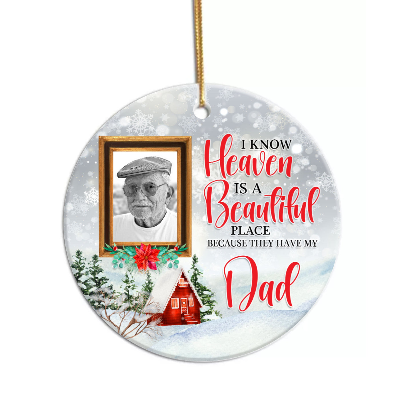 Heaven is a Beautiful Place Christmas Ceramic 3" Round Ornament-Personalized Christmas Ornament For Family Members and Friends From Heaven
