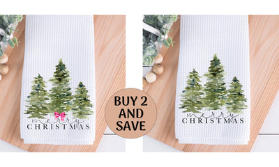 Merry Christmas Woodland Kitchen Towel