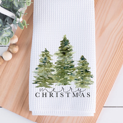 Merry Christmas Woodland Kitchen Towel