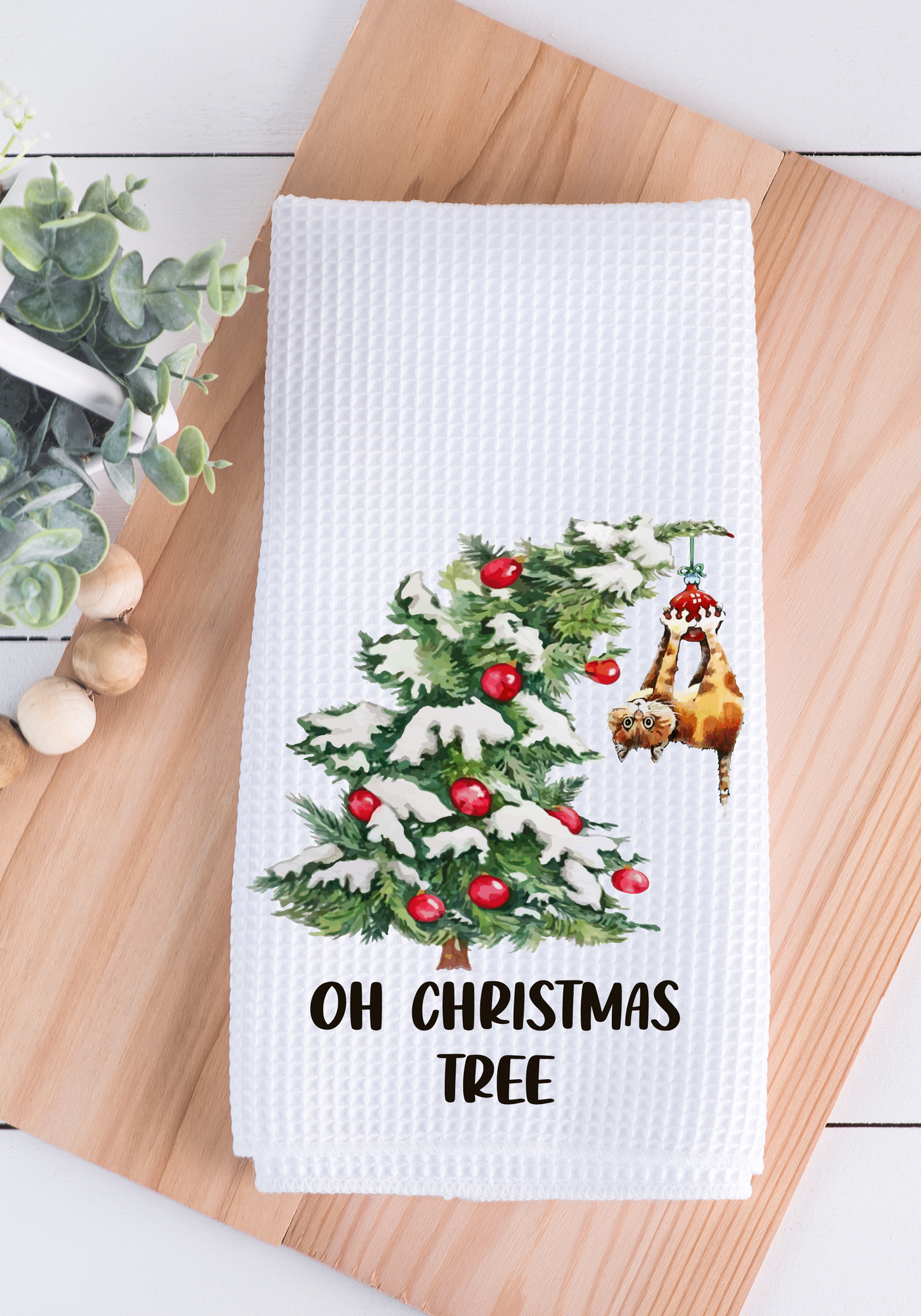 Naughty Cat Christmas Kitchen Towel